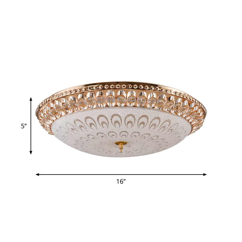 Gold Domed Flush Mount Lighting Modern Crystal Glass LED Bedroom Ceiling Flush, 16"/19.5" Width Clearhalo 'Ceiling Lights' 'Close To Ceiling Lights' 'Close to ceiling' 'Flush mount' Lighting' 759599