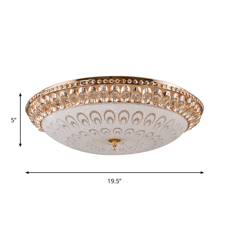 Gold Domed Flush Mount Lighting Modern Crystal Glass LED Bedroom Ceiling Flush, 16"/19.5" Width Clearhalo 'Ceiling Lights' 'Close To Ceiling Lights' 'Close to ceiling' 'Flush mount' Lighting' 759600