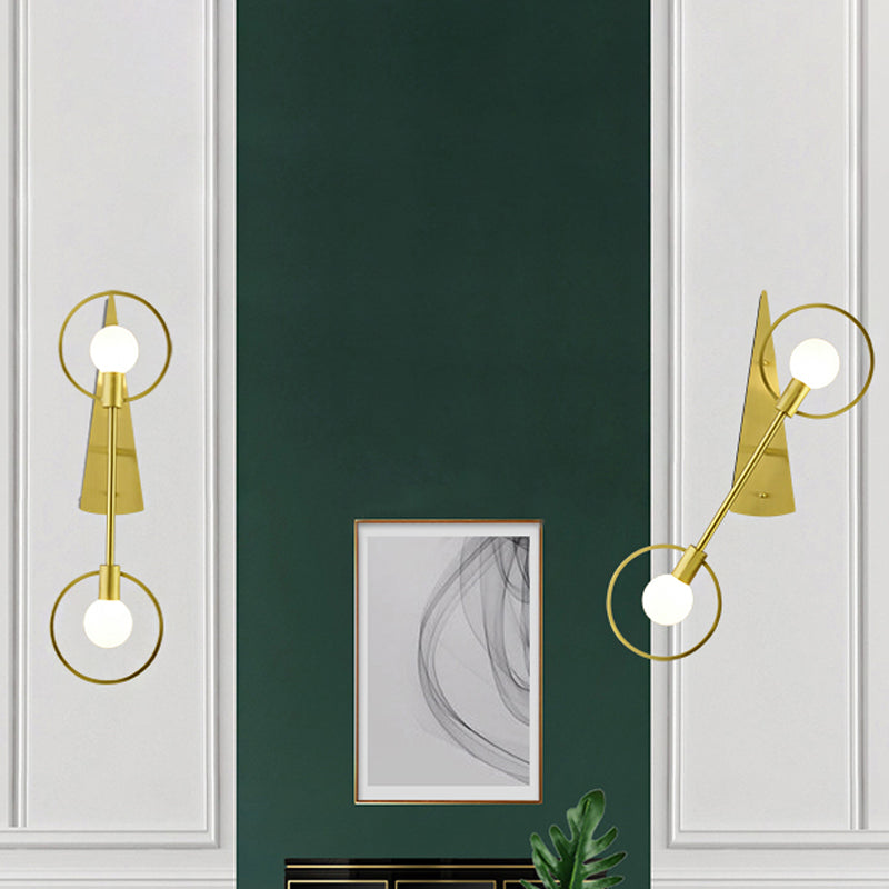 Modernist Loop Sconce Light Fixture Metallic 1/2-Head Bedroom Wall Mounted Lamp in Brass 2.0 Brass Clearhalo 'Cast Iron' 'Glass' 'Industrial' 'Modern wall lights' 'Modern' 'Tiffany' 'Traditional wall lights' 'Wall Lamps & Sconces' 'Wall Lights' Lighting' 759610