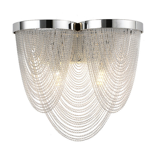 Tassels Living Room Sconce Lighting Metal 2-Light Contemporary LED Wall Lamp Fixture in Silver Clearhalo 'Cast Iron' 'Glass' 'Industrial' 'Modern wall lights' 'Modern' 'Tiffany' 'Traditional wall lights' 'Wall Lamps & Sconces' 'Wall Lights' Lighting' 759629
