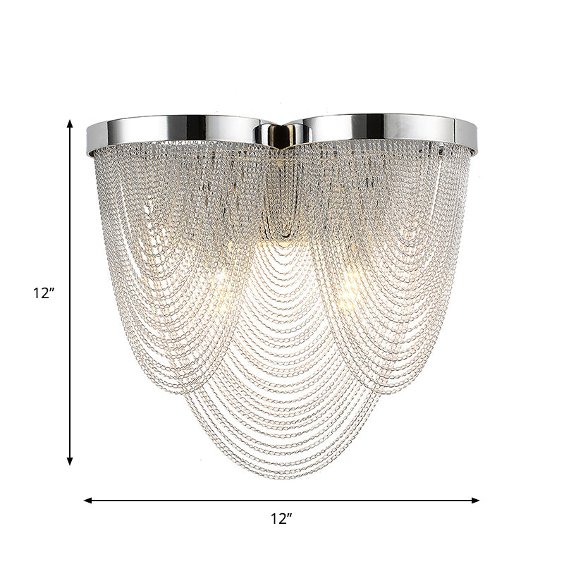 Tassels Living Room Sconce Lighting Metal 2-Light Contemporary LED Wall Lamp Fixture in Silver Clearhalo 'Cast Iron' 'Glass' 'Industrial' 'Modern wall lights' 'Modern' 'Tiffany' 'Traditional wall lights' 'Wall Lamps & Sconces' 'Wall Lights' Lighting' 759630