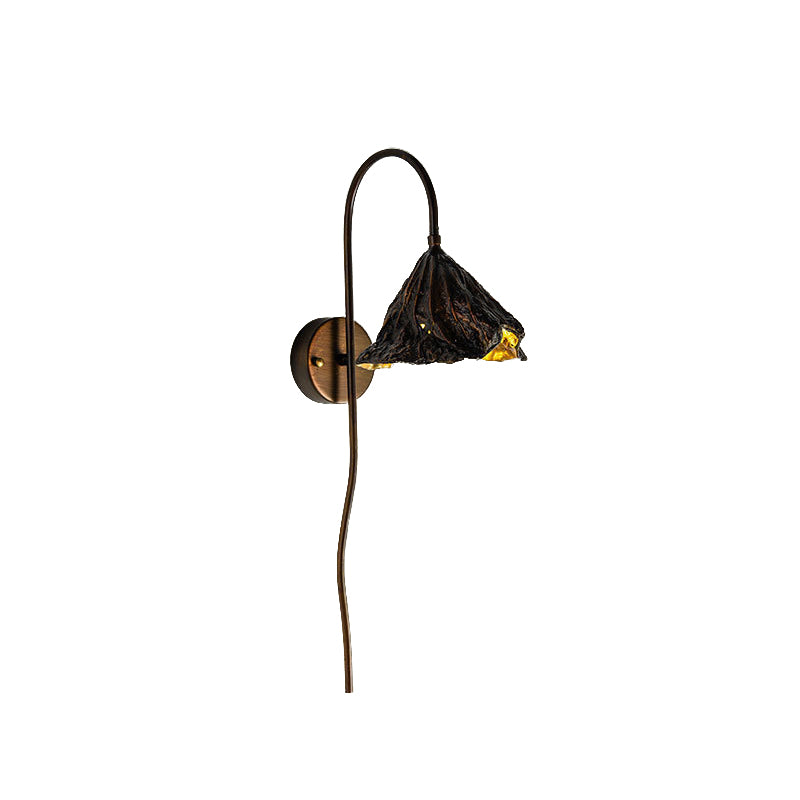 Black Lotus Seedpod Wall Light Sconce Contemporary 1-Head Metallic LED Wall Mount Lamp Clearhalo 'Cast Iron' 'Glass' 'Industrial' 'Modern wall lights' 'Modern' 'Tiffany' 'Traditional wall lights' 'Wall Lamps & Sconces' 'Wall Lights' Lighting' 759632