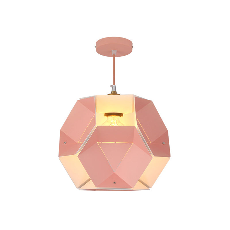 Macaron Cutouts Hexagon Drop Pendant Iron 1-Light Restaurant Hanging Ceiling Light in Yellow/Pink Clearhalo 'Ceiling Lights' 'Modern Pendants' 'Modern' 'Pendant Lights' 'Pendants' Lighting' 759669