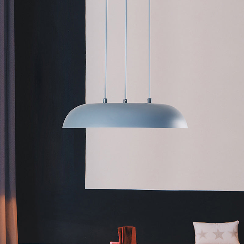 Pink/Blue/Green Plate Pendant Lamp Macaron Single Iron Hanging Light with Disc Bottom over Table Clearhalo 'Ceiling Lights' 'Modern Pendants' 'Modern' 'Pendant Lights' 'Pendants' Lighting' 759683