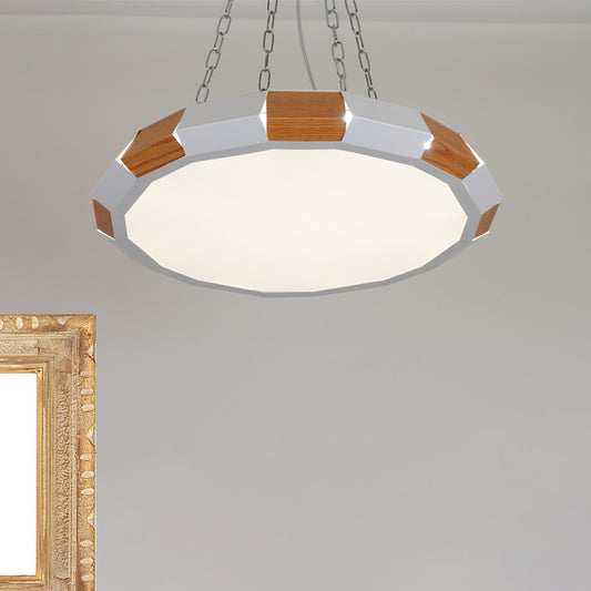 Iron Spliced Round Hanging Lamp Modernist White and Wood LED Suspension Pendant Light in Warm/White Light White Clearhalo 'Ceiling Lights' 'Modern Pendants' 'Modern' 'Pendant Lights' 'Pendants' Lighting' 759691