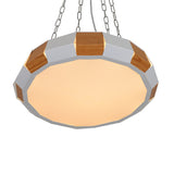 Iron Spliced Round Hanging Lamp Modernist White and Wood LED Suspension Pendant Light in Warm/White Light Clearhalo 'Ceiling Lights' 'Modern Pendants' 'Modern' 'Pendant Lights' 'Pendants' Lighting' 759692