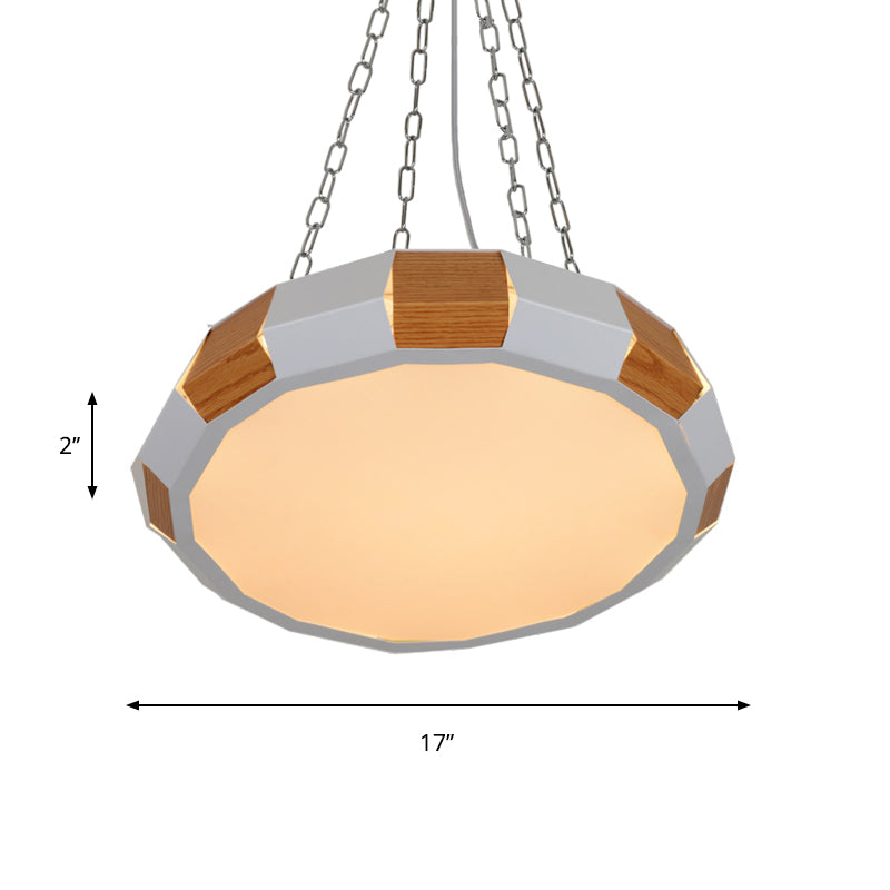 Iron Spliced Round Hanging Lamp Modernist White and Wood LED Suspension Pendant Light in Warm/White Light Clearhalo 'Ceiling Lights' 'Modern Pendants' 'Modern' 'Pendant Lights' 'Pendants' Lighting' 759694