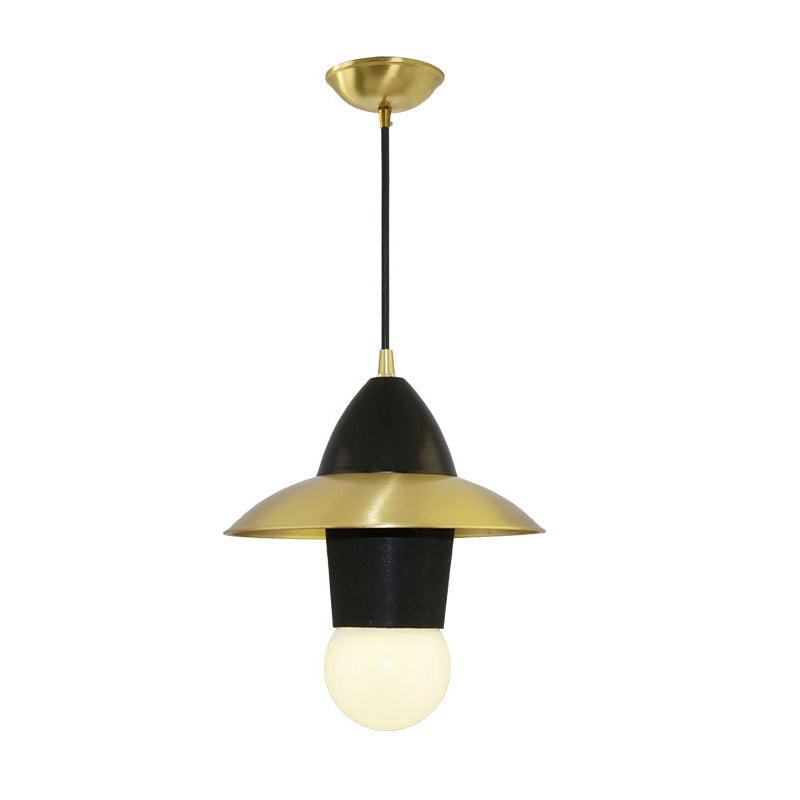 Flare Dress Hanging Pendant Mid Century Fabric 1-Light Sitting Room Ceiling Lamp in Black and Gold Clearhalo 'Ceiling Lights' 'Modern Pendants' 'Modern' 'Pendant Lights' 'Pendants' Lighting' 759704