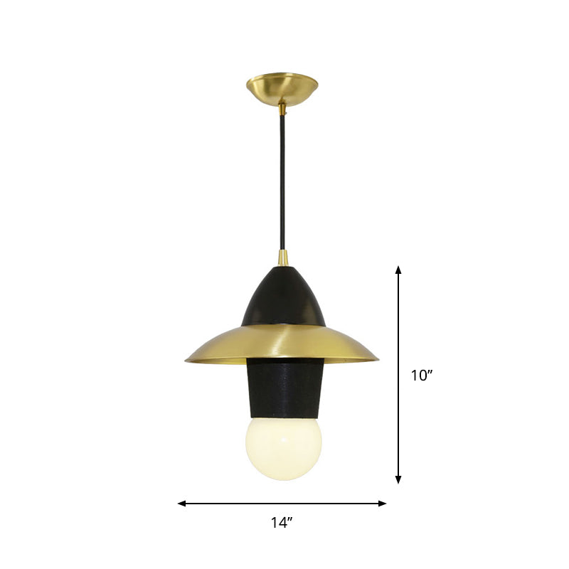 Flare Dress Hanging Pendant Mid Century Fabric 1-Light Sitting Room Ceiling Lamp in Black and Gold Clearhalo 'Ceiling Lights' 'Modern Pendants' 'Modern' 'Pendant Lights' 'Pendants' Lighting' 759706