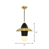 Flare Dress Hanging Pendant Mid Century Fabric 1-Light Sitting Room Ceiling Lamp in Black and Gold Clearhalo 'Ceiling Lights' 'Modern Pendants' 'Modern' 'Pendant Lights' 'Pendants' Lighting' 759706