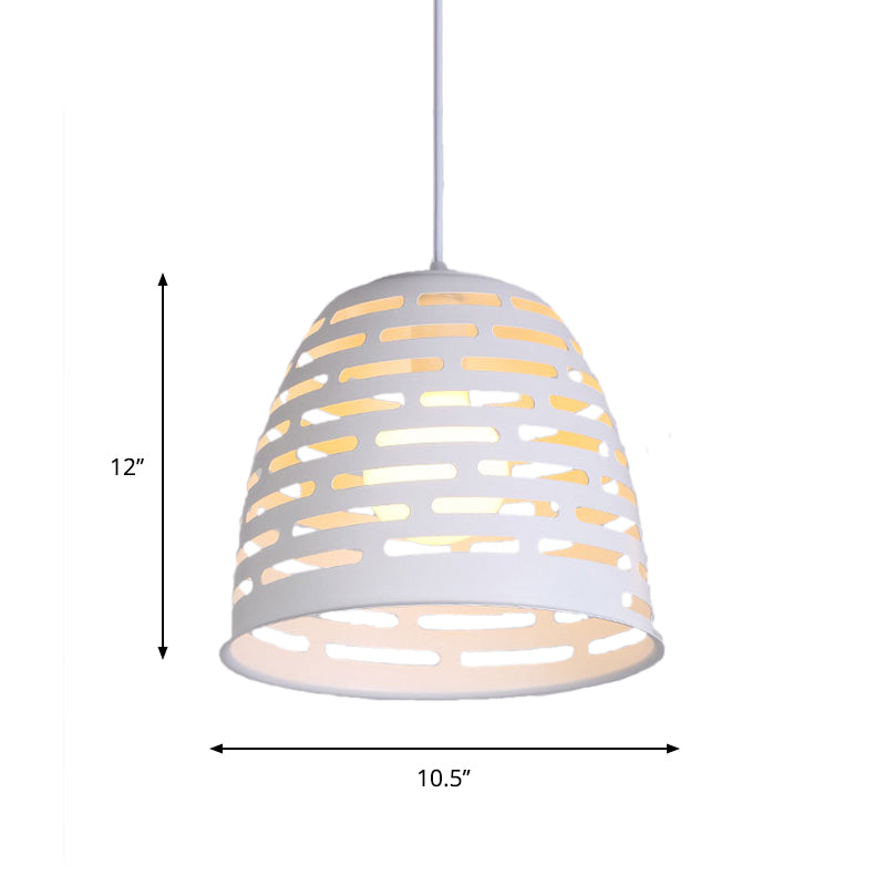 Cloche Cutouts Ceiling Pendant Minimalist Iron Dining Table Suspension Lighting in White Clearhalo 'Ceiling Lights' 'Modern Pendants' 'Modern' 'Pendant Lights' 'Pendants' Lighting' 759723