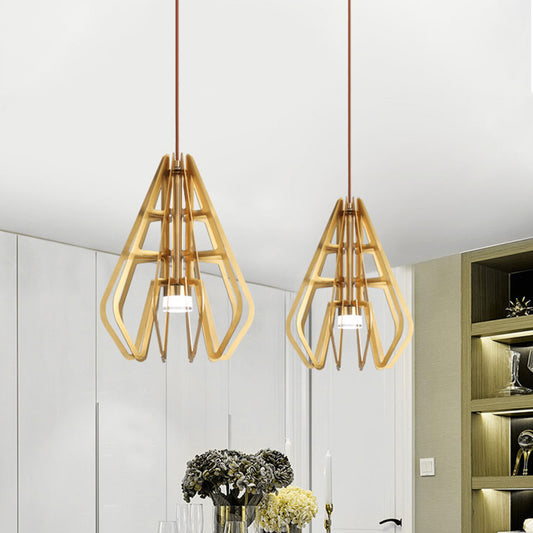 Postmodern LED Pendant Light Gold Diamond Shaped Suspension Lamp with Metal Frame Gold Clearhalo 'Ceiling Lights' 'Modern Pendants' 'Modern' 'Pendant Lights' 'Pendants' Lighting' 759783