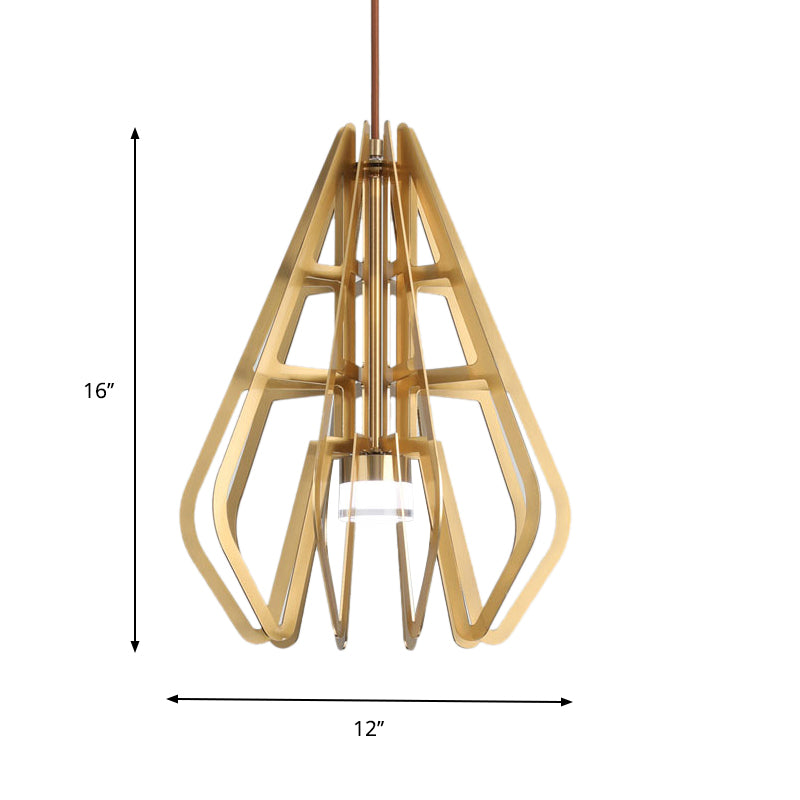 Postmodern LED Pendant Light Gold Diamond Shaped Suspension Lamp with Metal Frame Clearhalo 'Ceiling Lights' 'Modern Pendants' 'Modern' 'Pendant Lights' 'Pendants' Lighting' 759786