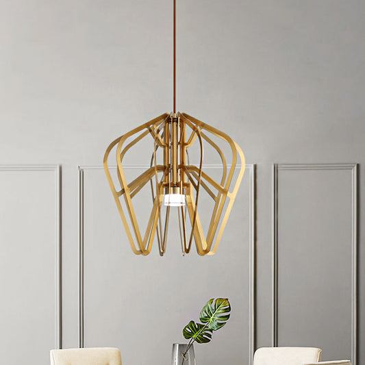 Crown Shaped Bistro Drop Pendant Metal Postmodern LED Hanging Light Fixture in Gold Gold Clearhalo 'Ceiling Lights' 'Modern Pendants' 'Modern' 'Pendant Lights' 'Pendants' Lighting' 759787