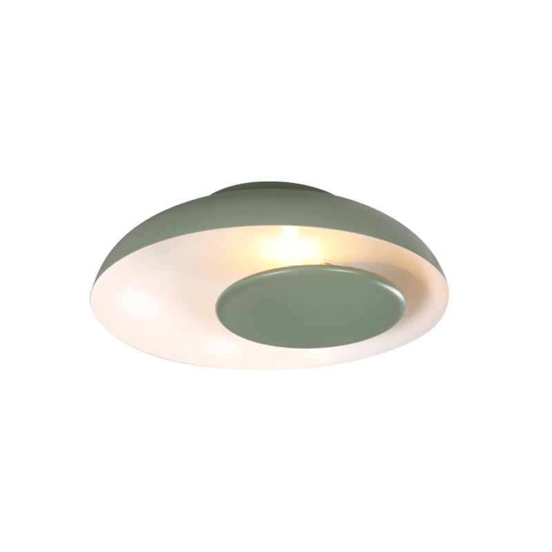 Pink/Green/Blue Wide Bowl Flush Light Macaron Single Iron Flush Mount Ceiling Lighting with Cover Clearhalo 'Ceiling Lights' 'Close To Ceiling Lights' 'Close to ceiling' 'Flush mount' Lighting' 759832