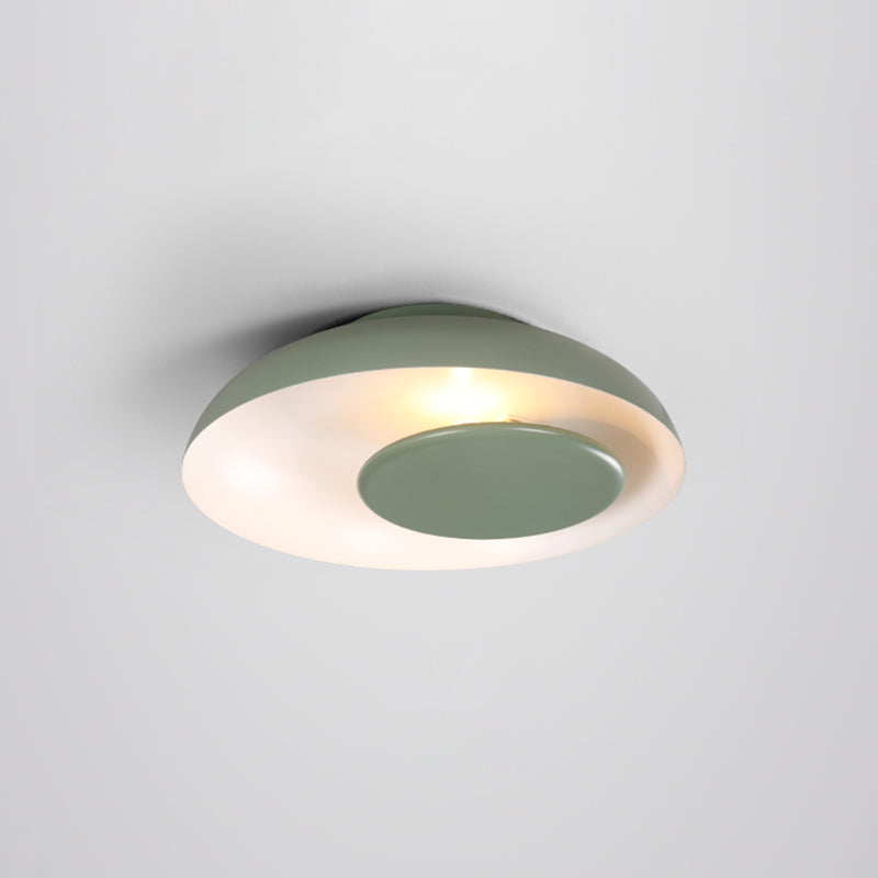 Pink/Green/Blue Wide Bowl Flush Light Macaron Single Iron Flush Mount Ceiling Lighting with Cover Clearhalo 'Ceiling Lights' 'Close To Ceiling Lights' 'Close to ceiling' 'Flush mount' Lighting' 759833