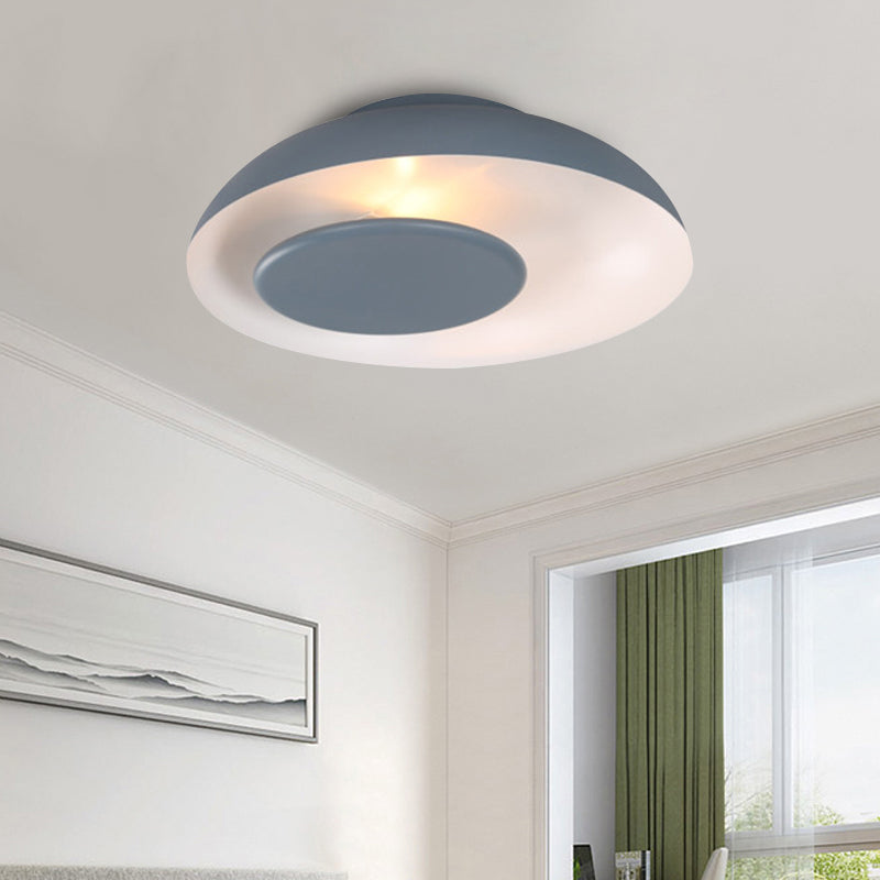 Pink/Green/Blue Wide Bowl Flush Light Macaron Single Iron Flush Mount Ceiling Lighting with Cover Clearhalo 'Ceiling Lights' 'Close To Ceiling Lights' 'Close to ceiling' 'Flush mount' Lighting' 759840