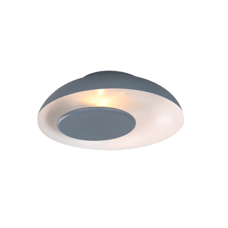 Pink/Green/Blue Wide Bowl Flush Light Macaron Single Iron Flush Mount Ceiling Lighting with Cover Clearhalo 'Ceiling Lights' 'Close To Ceiling Lights' 'Close to ceiling' 'Flush mount' Lighting' 759841