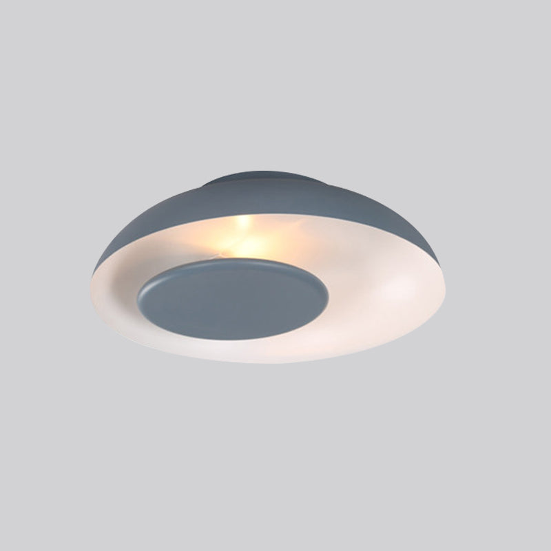 Pink/Green/Blue Wide Bowl Flush Light Macaron Single Iron Flush Mount Ceiling Lighting with Cover Clearhalo 'Ceiling Lights' 'Close To Ceiling Lights' 'Close to ceiling' 'Flush mount' Lighting' 759842