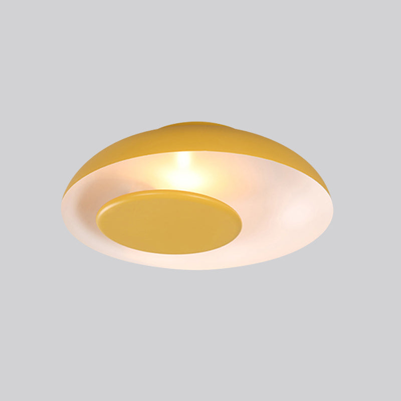 Pink/Green/Blue Wide Bowl Flush Light Macaron Single Iron Flush Mount Ceiling Lighting with Cover Clearhalo 'Ceiling Lights' 'Close To Ceiling Lights' 'Close to ceiling' 'Flush mount' Lighting' 759846