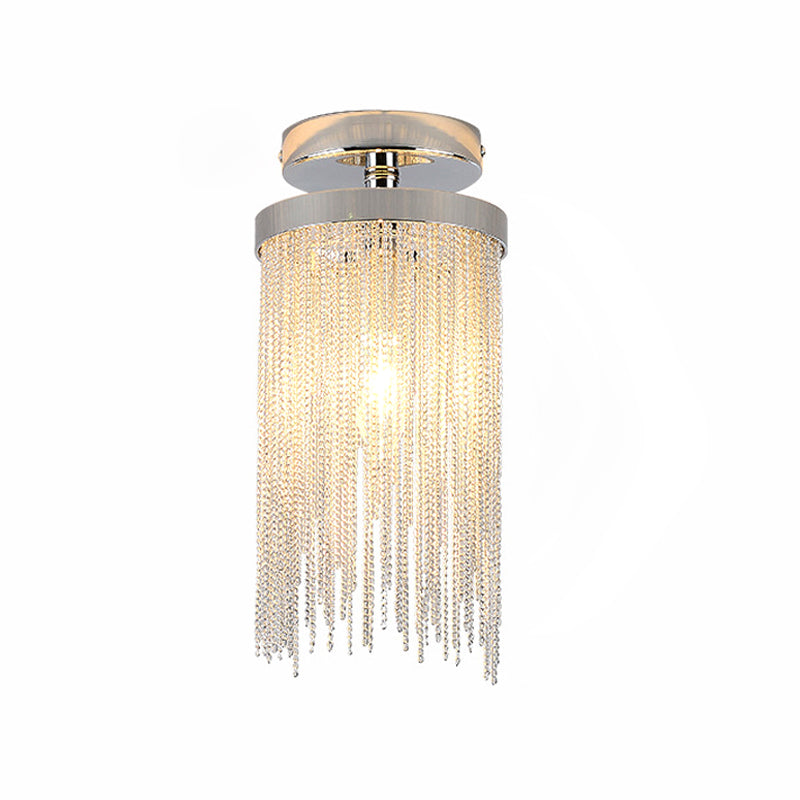 Cascading Fringe Small Flushmount Modern Aluminum 1-Light Green/Gold/Blue Semi Flush Ceiling Light Clearhalo 'Ceiling Lights' 'Close To Ceiling Lights' 'Close to ceiling' 'Semi-flushmount' Lighting' 759882