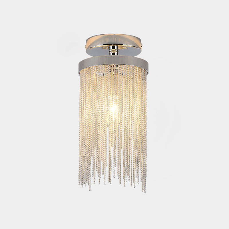 Cascading Fringe Small Flushmount Modern Aluminum 1-Light Green/Gold/Blue Semi Flush Ceiling Light Clearhalo 'Ceiling Lights' 'Close To Ceiling Lights' 'Close to ceiling' 'Semi-flushmount' Lighting' 759883