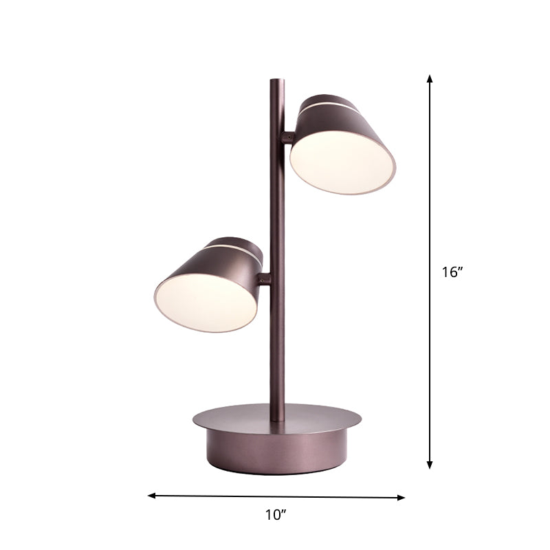 Swivelable Angled Cone Shade Night Lamp Modern Metal Single Bedside Table Lighting in Coffee Clearhalo 'Lamps' 'Table Lamps' Lighting' 759956