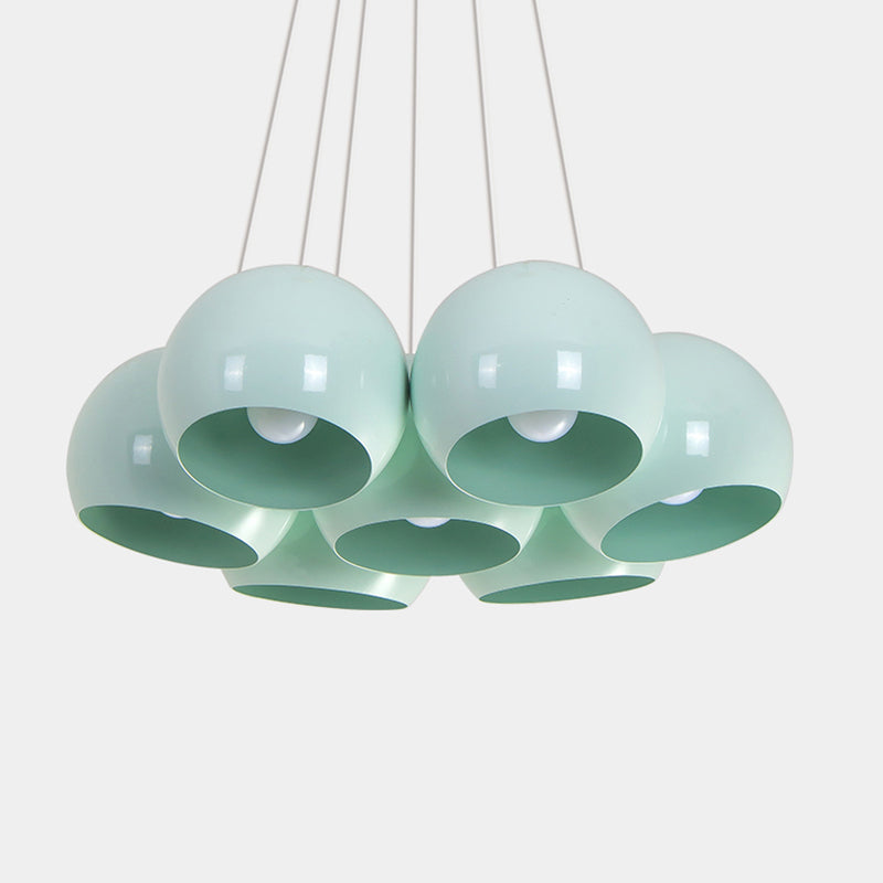 Blue Dome Multi Hanging Light Macaron 7 Heads Iron Ceiling Pendant Lamp for Living Room Clearhalo 'Ceiling Lights' 'Modern Pendants' 'Modern' 'Pendant Lights' 'Pendants' Lighting' 759971