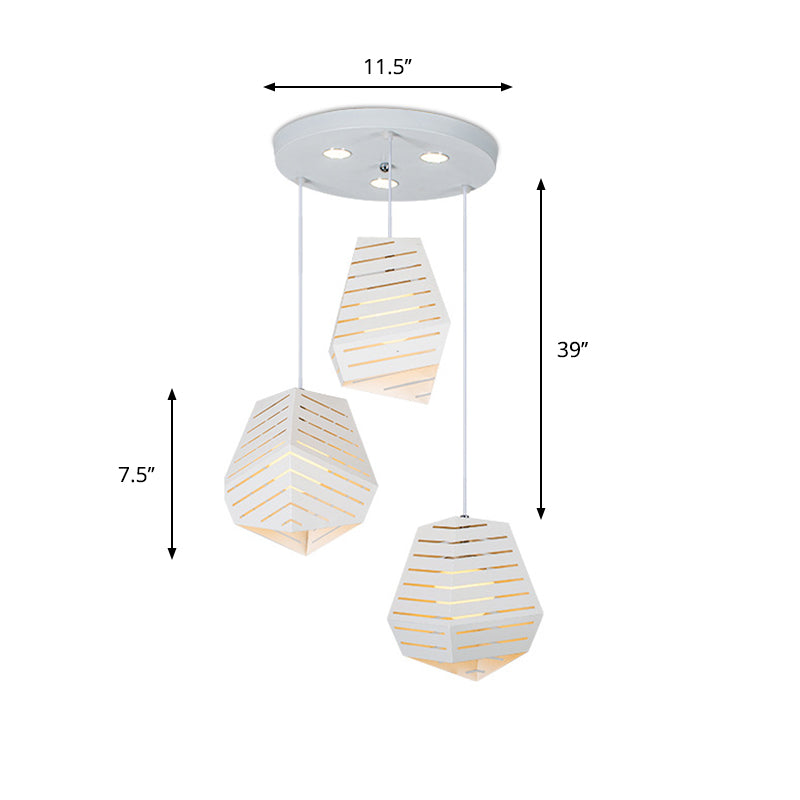 Hollowed Rock Shape Multi Light Pendant Modern Iron 3-Light Dining Table Suspended Lighting Fixture in White Clearhalo 'Ceiling Lights' 'Modern Pendants' 'Modern' 'Pendant Lights' 'Pendants' Lighting' 759997