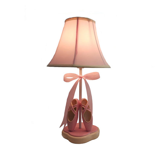 Fabric Flare Night Stand Light Kids Single-Bulb Pink Table Light with Ribbon and Ballet Shoes Ornament Clearhalo 'Lamps' 'Table Lamps' Lighting' 760103