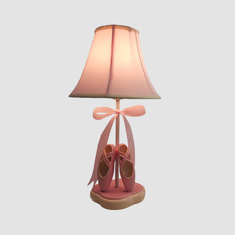 Fabric Flare Night Stand Light Kids Single-Bulb Pink Table Light with Ribbon and Ballet Shoes Ornament Clearhalo 'Lamps' 'Table Lamps' Lighting' 760104