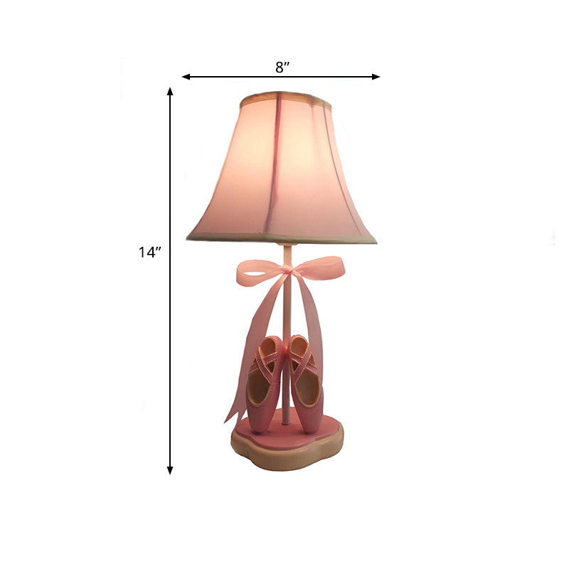 Fabric Flare Night Stand Light Kids Single-Bulb Pink Table Light with Ribbon and Ballet Shoes Ornament Clearhalo 'Lamps' 'Table Lamps' Lighting' 760105