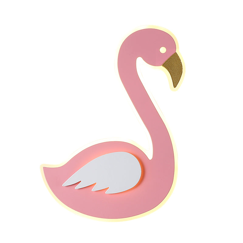 Pink Leftward/Rightward Swan Wall Lamp Cartoon Acrylic LED Flush Mount Wall Sconce for Baby Room Clearhalo 'Wall Lamps & Sconces' 'Wall Lights' Lighting' 760216