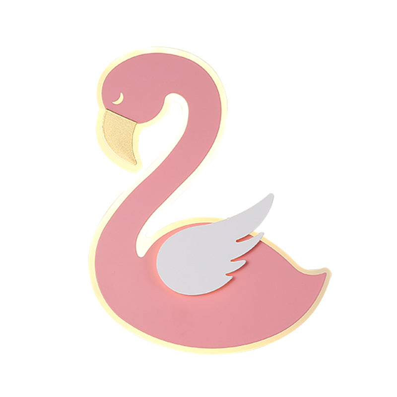 Pink Leftward/Rightward Swan Wall Lamp Cartoon Acrylic LED Flush Mount Wall Sconce for Baby Room Clearhalo 'Wall Lamps & Sconces' 'Wall Lights' Lighting' 760220