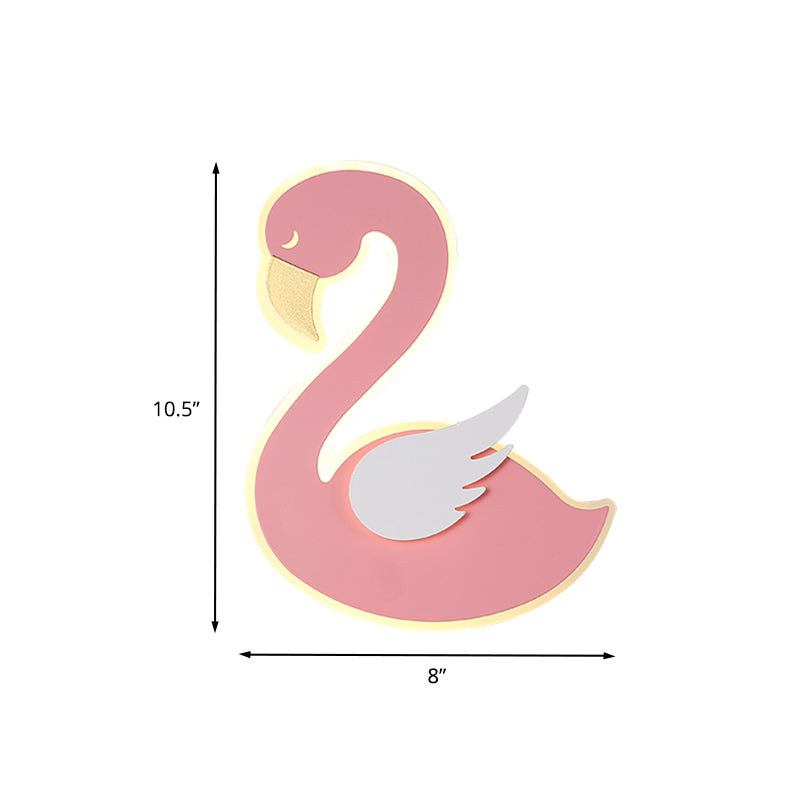 Pink Leftward/Rightward Swan Wall Lamp Cartoon Acrylic LED Flush Mount Wall Sconce for Baby Room Clearhalo 'Wall Lamps & Sconces' 'Wall Lights' Lighting' 760221