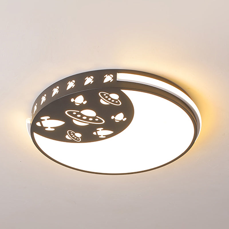 Crescent and Outer Space LED Flush Mount Kids Acrylic Blue/Black/Pink Surface Ceiling Lamp for Child Room Clearhalo 'Ceiling Lights' 'Close To Ceiling Lights' 'Close to ceiling' 'Flush mount' Lighting' 760247