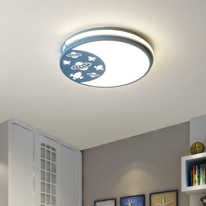 Crescent and Outer Space LED Flush Mount Kids Acrylic Blue/Black/Pink Surface Ceiling Lamp for Child Room Clearhalo 'Ceiling Lights' 'Close To Ceiling Lights' 'Close to ceiling' 'Flush mount' Lighting' 760250