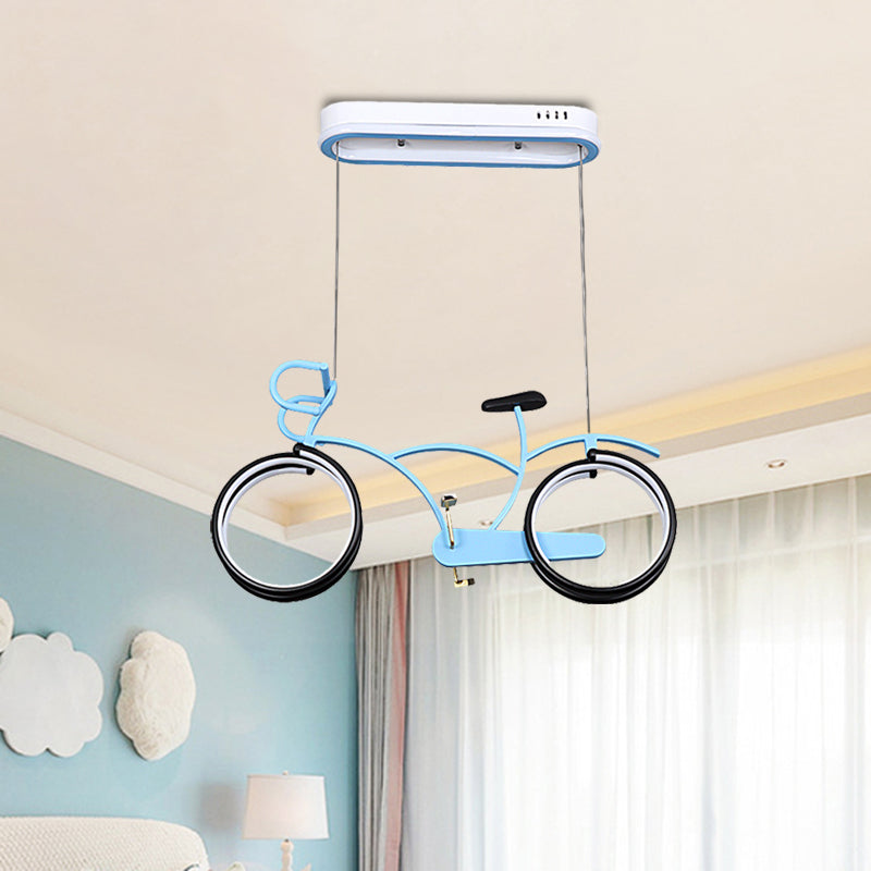 Suspended Road Bike Metal LED Flushmount Kid Silver/Blue/Pink Flush Mount Ceiling Lamp for Child Room Blue Clearhalo 'Ceiling Lights' 'Close To Ceiling Lights' 'Close to ceiling' 'Flush mount' Lighting' 760293