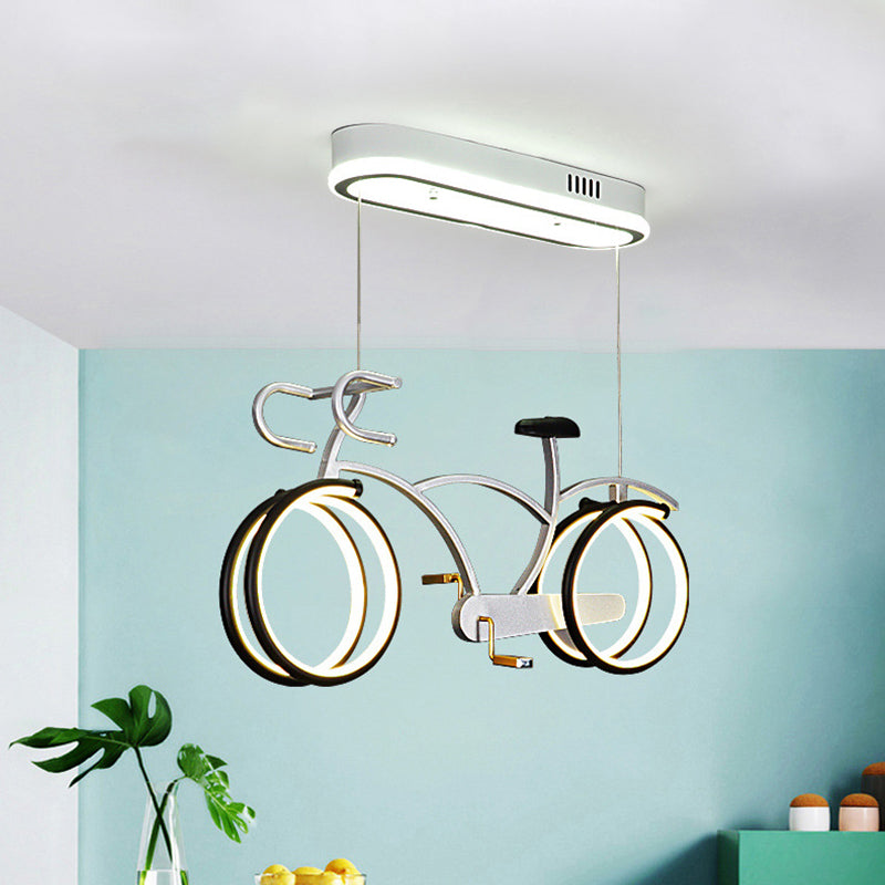 Suspended Road Bike Metal LED Flushmount Kid Silver/Blue/Pink Flush Mount Ceiling Lamp for Child Room Silver Clearhalo 'Ceiling Lights' 'Close To Ceiling Lights' 'Close to ceiling' 'Flush mount' Lighting' 760300