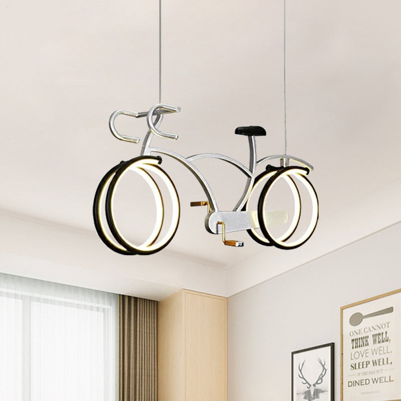 Suspended Road Bike Metal LED Flushmount Kid Silver/Blue/Pink Flush Mount Ceiling Lamp for Child Room Clearhalo 'Ceiling Lights' 'Close To Ceiling Lights' 'Close to ceiling' 'Flush mount' Lighting' 760301