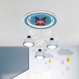 Cartoon Deer Resin Flush Mount Lamp 3 Bulbs Ceiling Lighting with Hanging Bowl Lampshade in Pink/Blue Clearhalo 'Ceiling Lights' 'Close To Ceiling Lights' 'Close to ceiling' 'Flush mount' Lighting' 760308