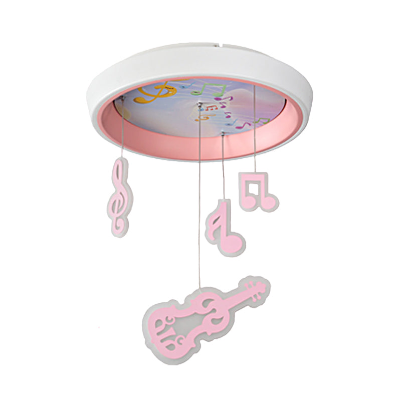 Draping Guitar and Rhythm Ceiling Lamp Kid Metal Children Bedroom LED Flush Mount Fixture in Pink/Blue Clearhalo 'Ceiling Lights' 'Close To Ceiling Lights' 'Close to ceiling' 'Flush mount' Lighting' 760316