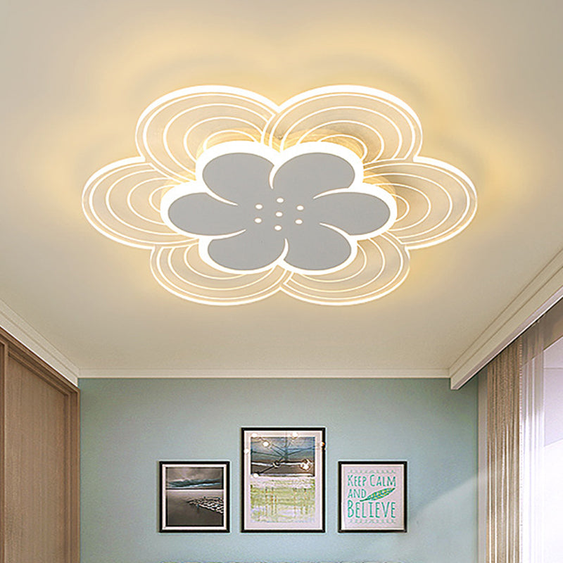 Kids 2 Tiers Flower Flush Light Acrylic Children Bedroom LED Flush Mount Ceiling Light in White White Clearhalo 'Ceiling Lights' 'Close To Ceiling Lights' 'Close to ceiling' 'Flush mount' Lighting' 760324