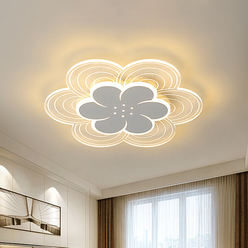 Kids 2 Tiers Flower Flush Light Acrylic Children Bedroom LED Flush Mount Ceiling Light in White Clearhalo 'Ceiling Lights' 'Close To Ceiling Lights' 'Close to ceiling' 'Flush mount' Lighting' 760325