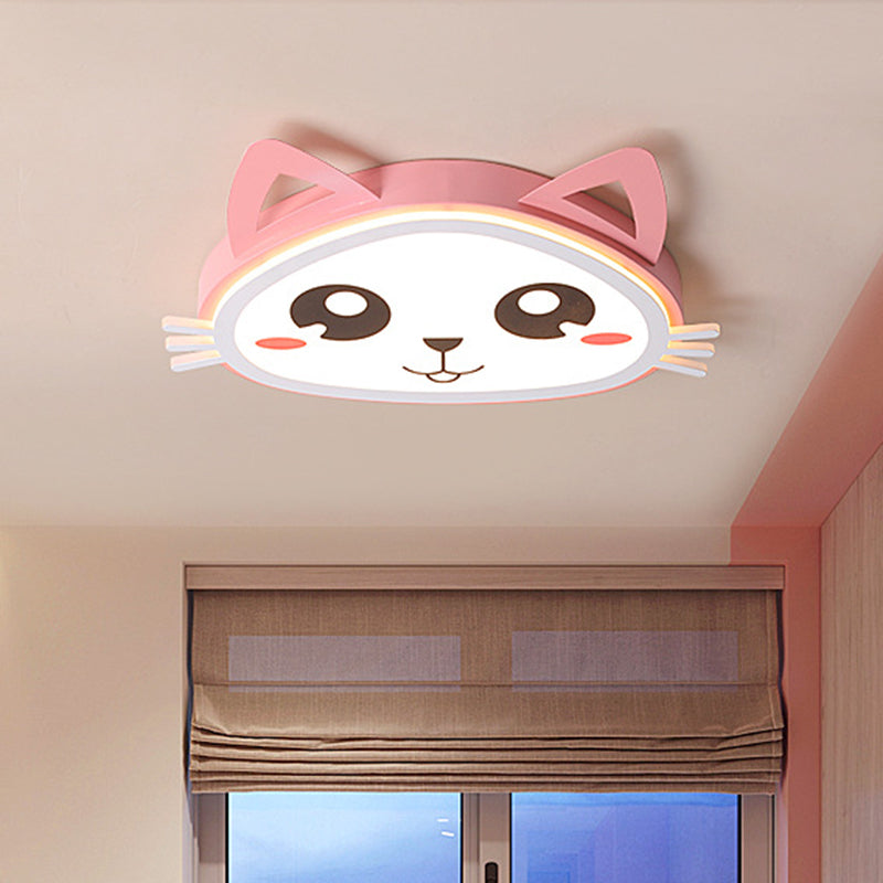 Kitten Girl's Bedroom LED Ceiling Flush Acrylic Cartoon Flush Mount Recessed Lighting in Pink, Warm/White Light Pink Clearhalo 'Ceiling Lights' 'Close To Ceiling Lights' 'Close to ceiling' 'Flush mount' Lighting' 760332