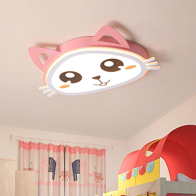 Kitten Girl's Bedroom LED Ceiling Flush Acrylic Cartoon Flush Mount Recessed Lighting in Pink, Warm/White Light Clearhalo 'Ceiling Lights' 'Close To Ceiling Lights' 'Close to ceiling' 'Flush mount' Lighting' 760333