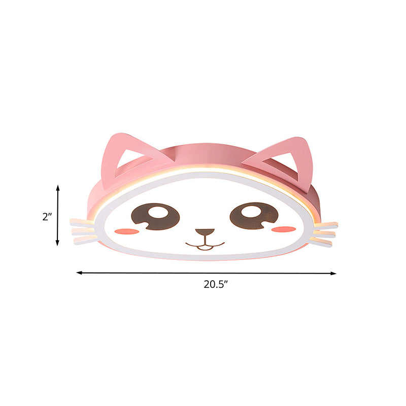 Kitten Girl's Bedroom LED Ceiling Flush Acrylic Cartoon Flush Mount Recessed Lighting in Pink, Warm/White Light Clearhalo 'Ceiling Lights' 'Close To Ceiling Lights' 'Close to ceiling' 'Flush mount' Lighting' 760335