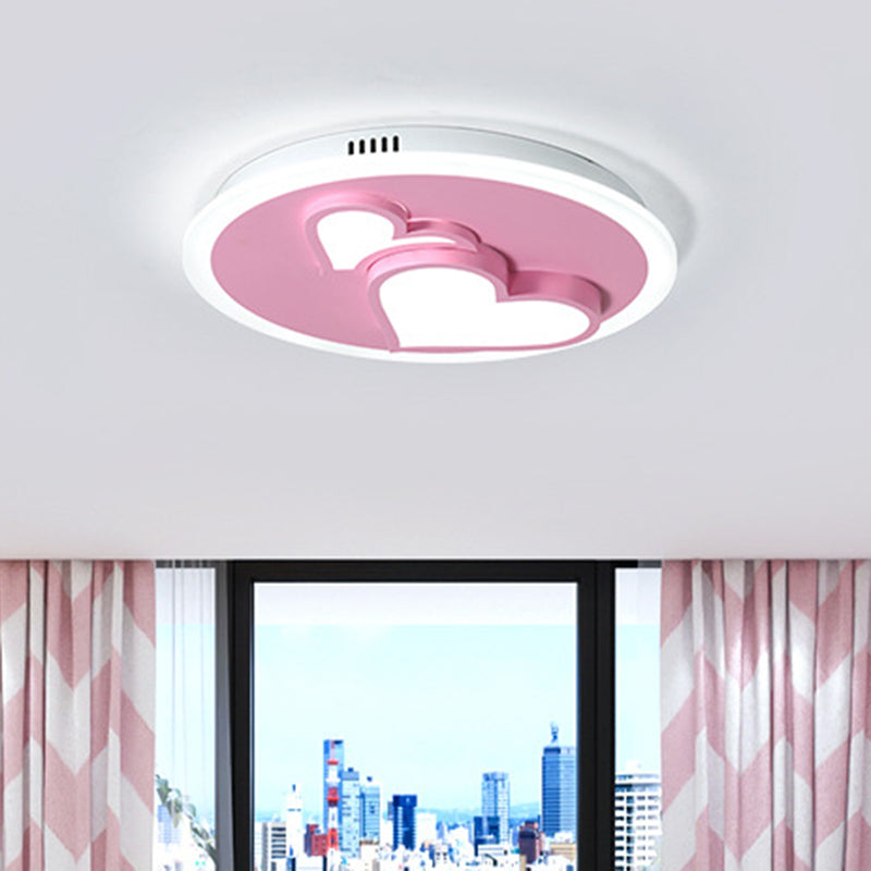 Embossed Loving Heart Thin Ceiling Lamp Modern Romantic Acrylic Pink LED Flush Mount Light Fixture for Bedroom Clearhalo 'Ceiling Lights' 'Close To Ceiling Lights' 'Close to ceiling' 'Flush mount' Lighting' 760349