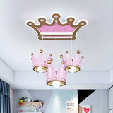 Crown Resin Ceiling Flush Mount Light Cartoon 3 Heads Pink Flush Mounted Lamp with Drapes Clearhalo 'Ceiling Lights' 'Close To Ceiling Lights' 'Close to ceiling' 'Flush mount' Lighting' 760357