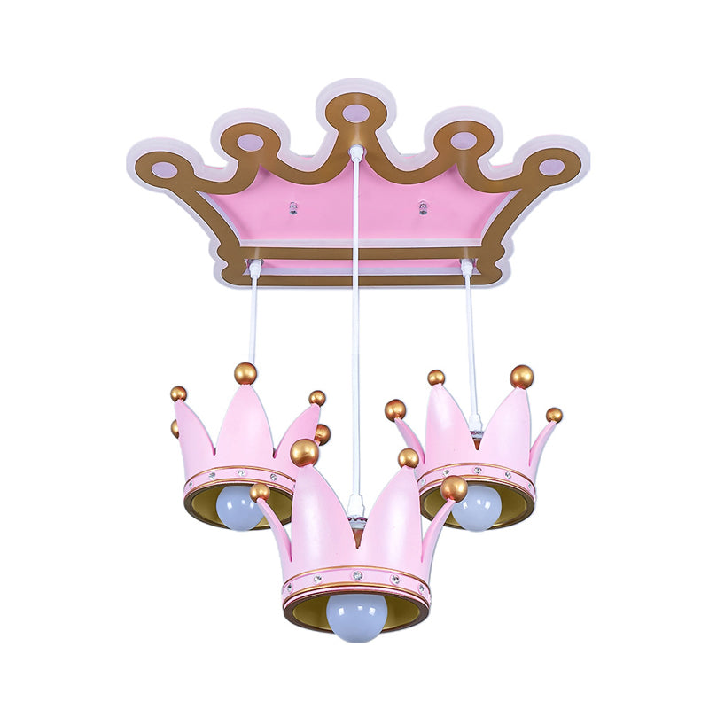 Crown Resin Ceiling Flush Mount Light Cartoon 3 Heads Pink Flush Mounted Lamp with Drapes Clearhalo 'Ceiling Lights' 'Close To Ceiling Lights' 'Close to ceiling' 'Flush mount' Lighting' 760358